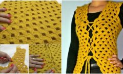 Tığ İşi Sarı Renk Kadın Ceket Modeli Yapılışı