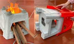 Creative Firewood Stove From Plastic Chairs – Self-Made Ideas From Cement