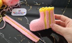 Çizgili Kolay Bebek Çorap Patik Modeli Yapılışı ✅ How to knit baby booties sock